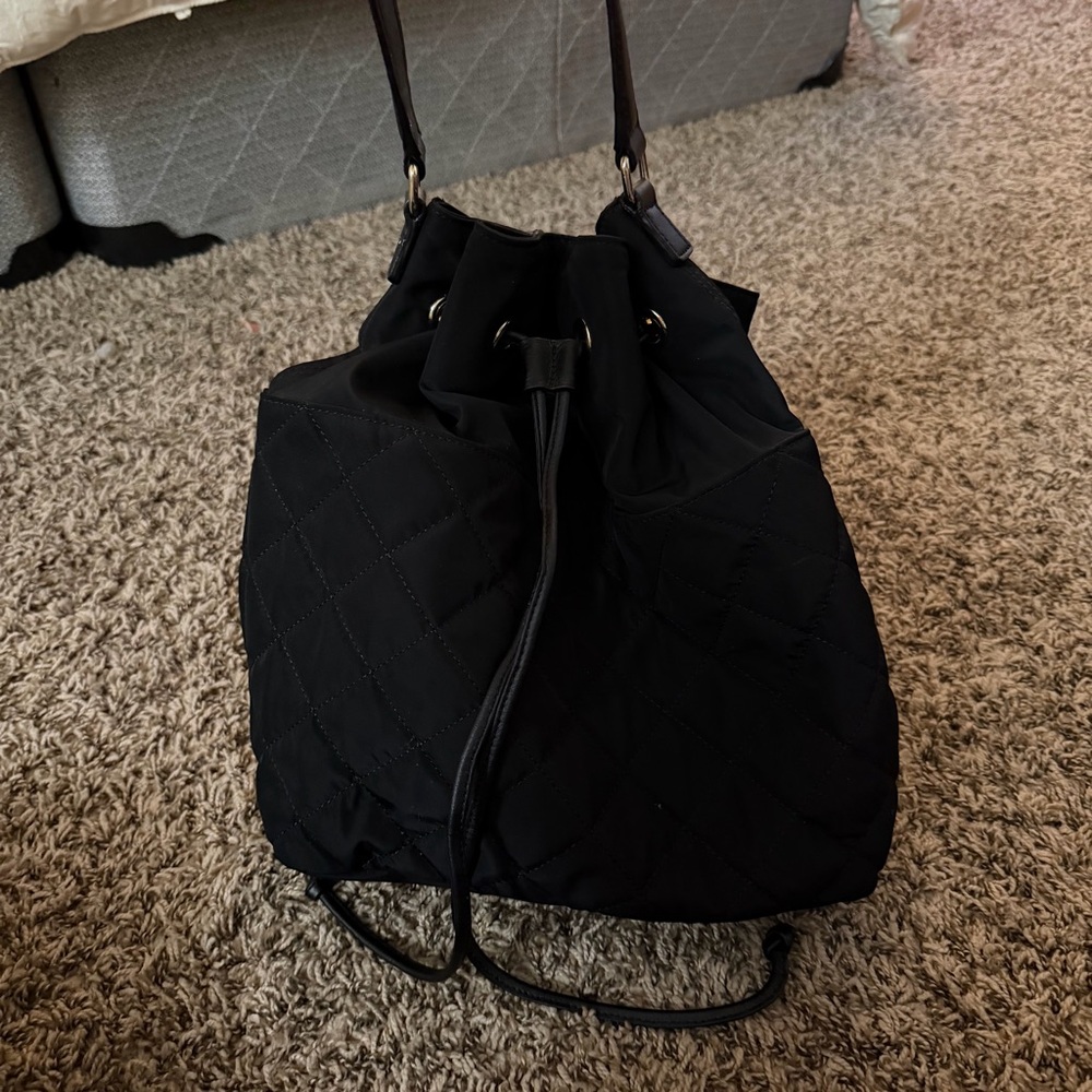 Chic Bucket Black Quilted Women's Backpack